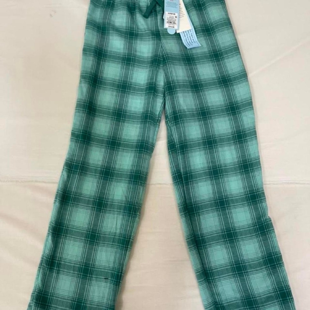 Cat & Jack green and white plaid polyester pants size L (10/12)